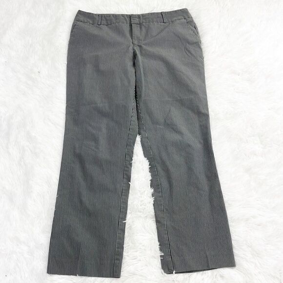 Norma Kamali Pinstripe Wide Leg Pixie High Waist Crop Pants - Picture 1 of 4